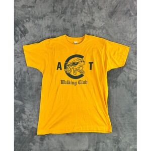 Vintage ACT Walking Club Shirt Large Yellow 50/50 Gilbert's Bar St. Clair Shores